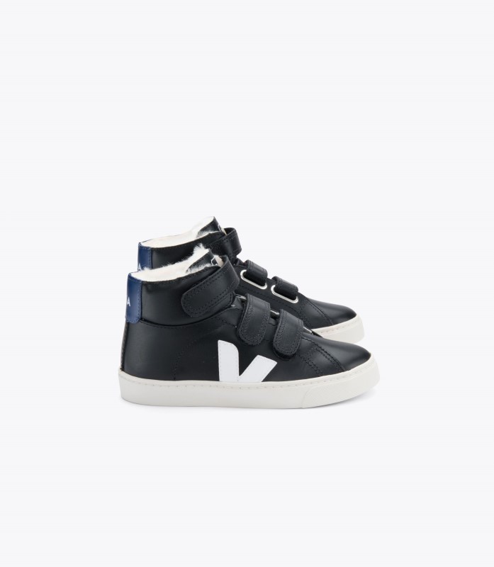 Mid Fured Leather Black Cobalt Collection Veja Australia