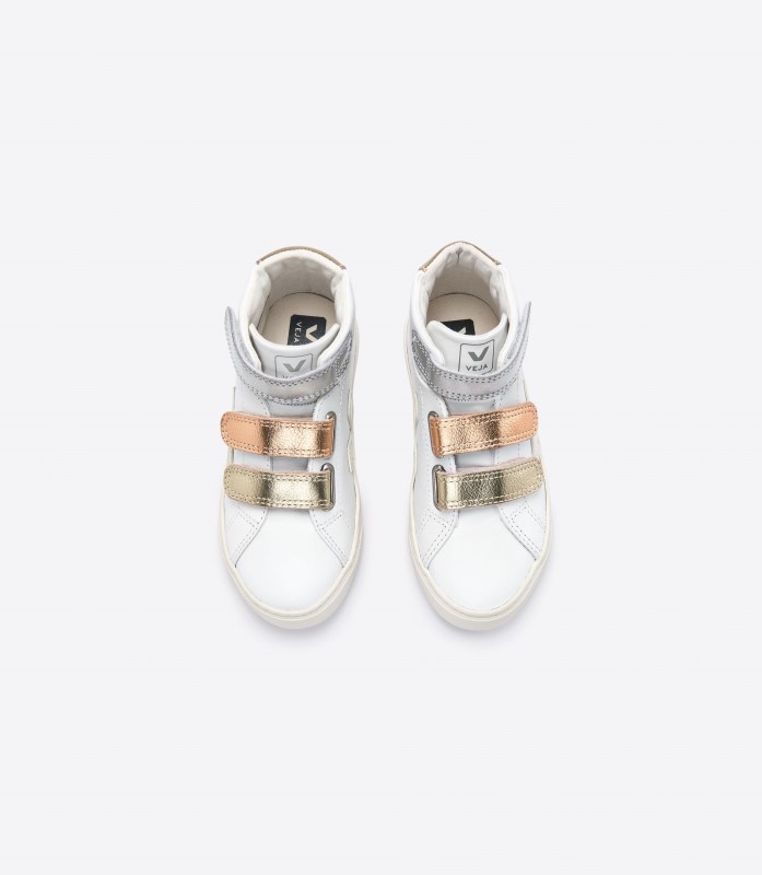 Mid Straps Leather White Shiny Veja Series Australia