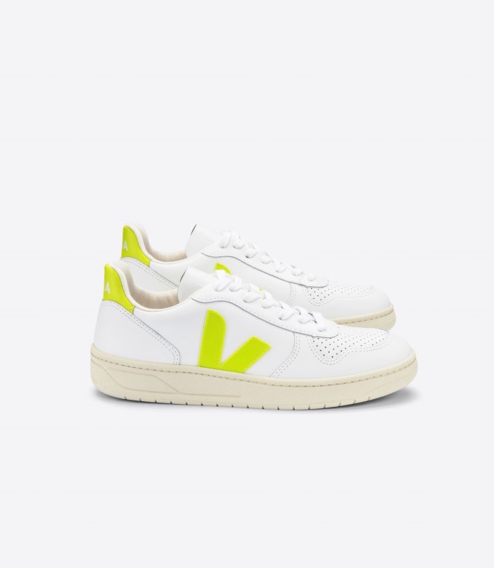 Leather White Jaune Fluo Veja Australia