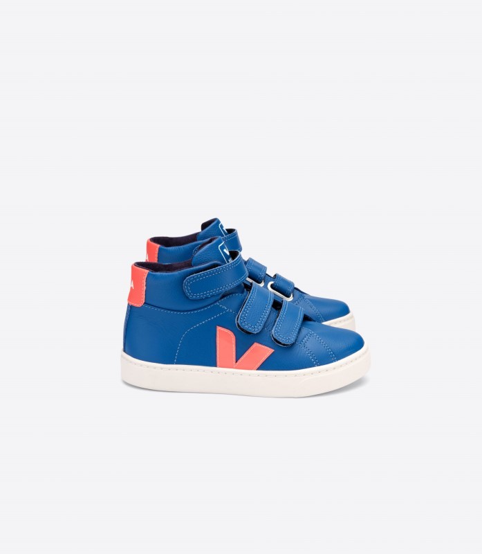 Mid Chromefree Leather Indigo Orange Fluo Original Veja Australia