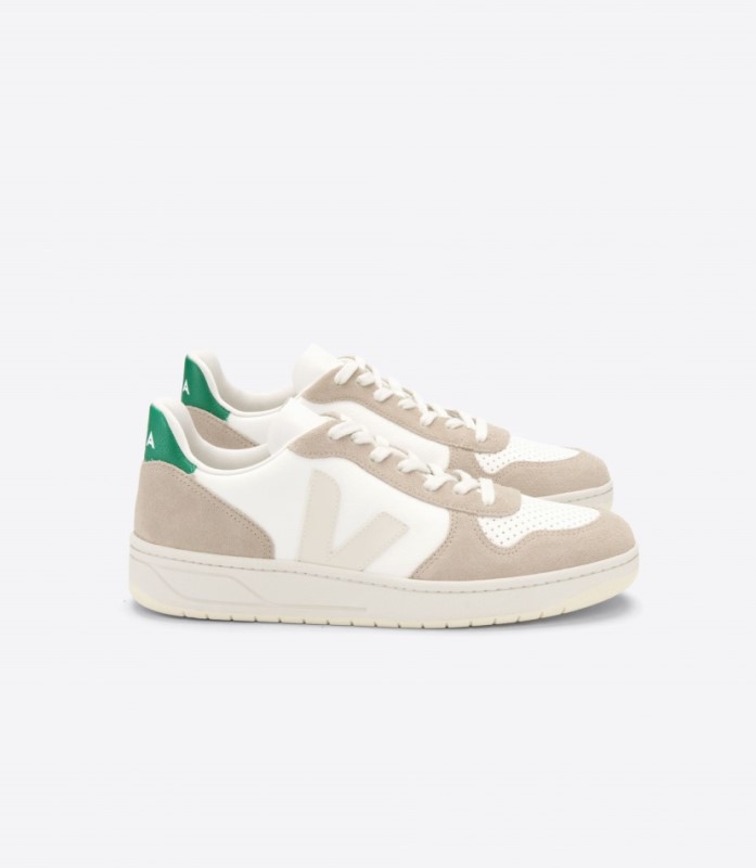 Veja V-10 Chromefree Leather White Sahara Emeraude Australia