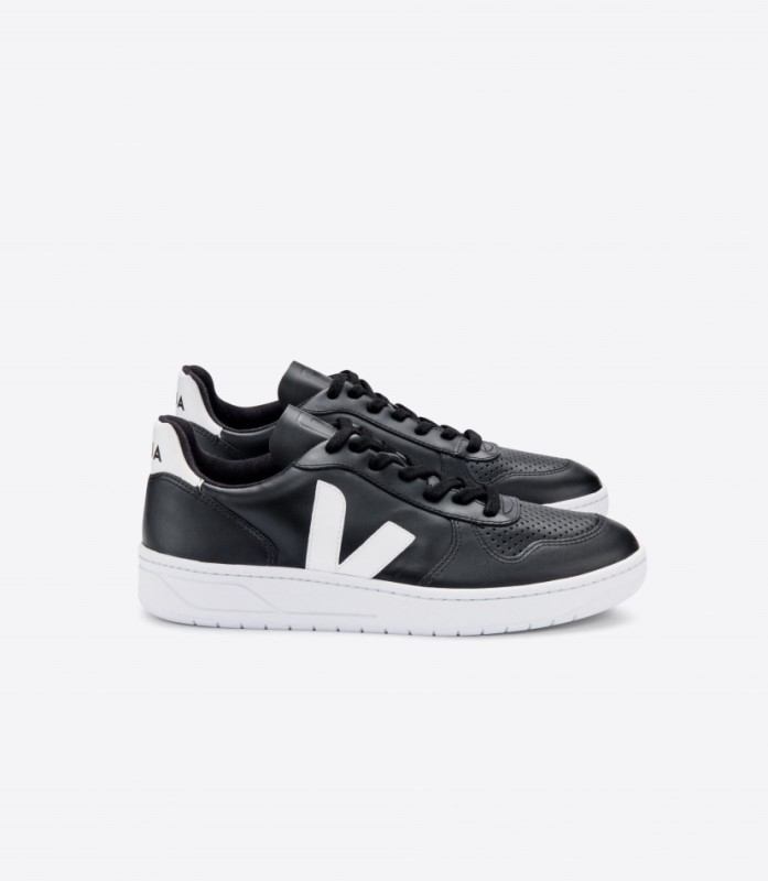 Veja V-10 Leather Black White White-Sole Australia