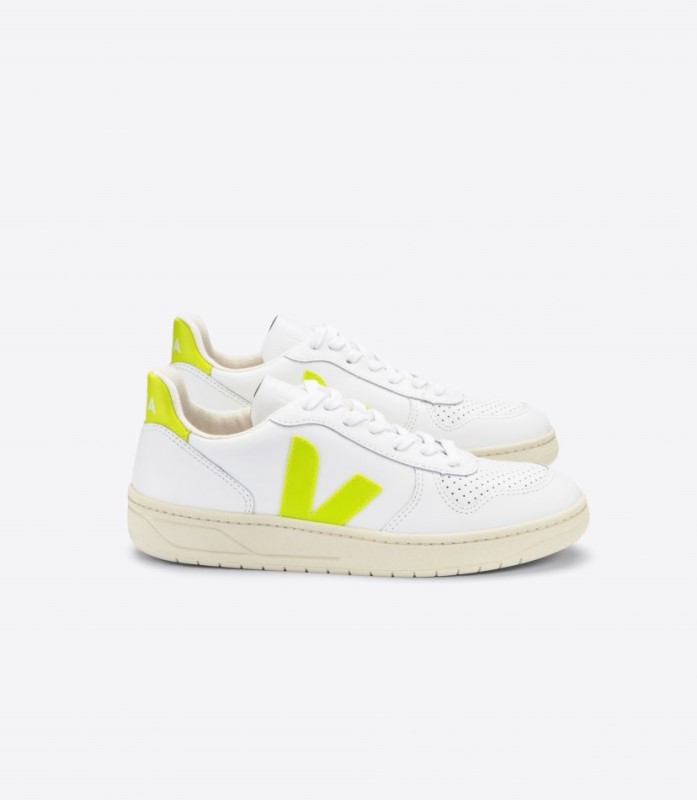 Veja V-10 Leather White Jaune-Fluo Australia