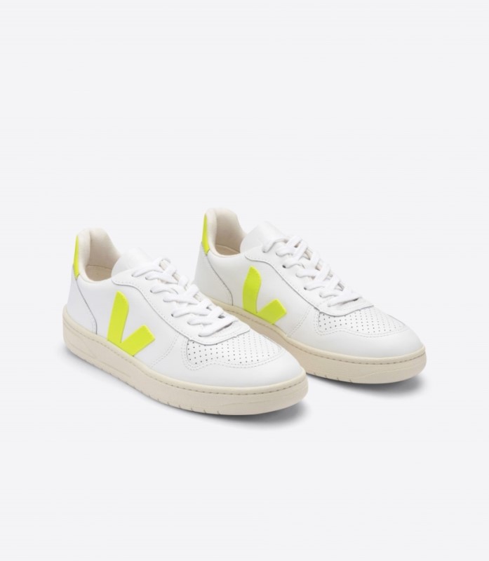 Veja V-10 Leather White Jaune-Fluo Australia